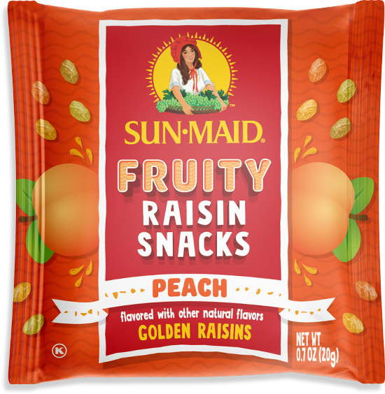 Peach raisin candy