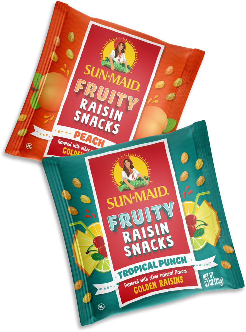 Peach and Tropical Punch raisin candy